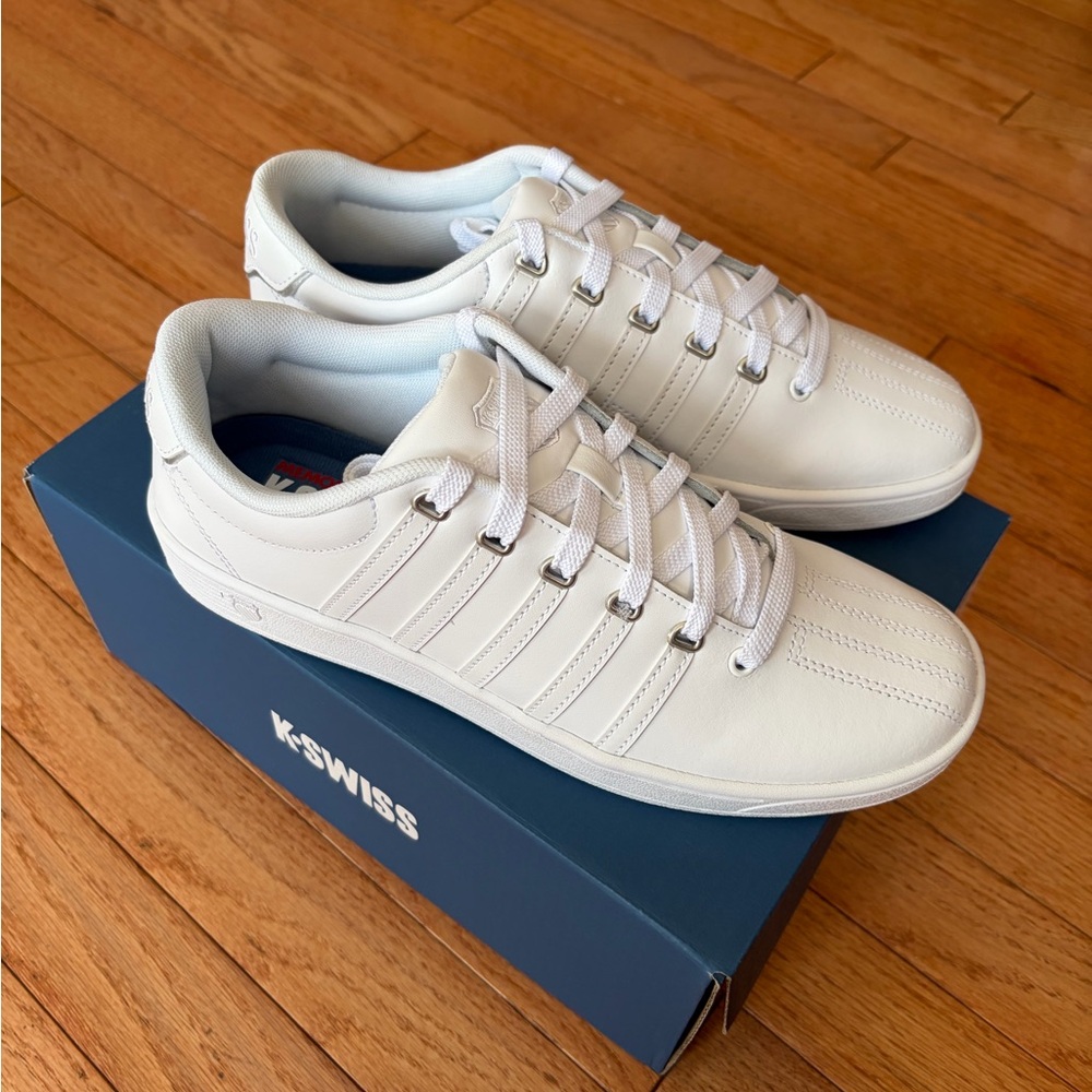Men’s size 7.5 K-Swiss court pro II in white/silver - Picture 3 of 5